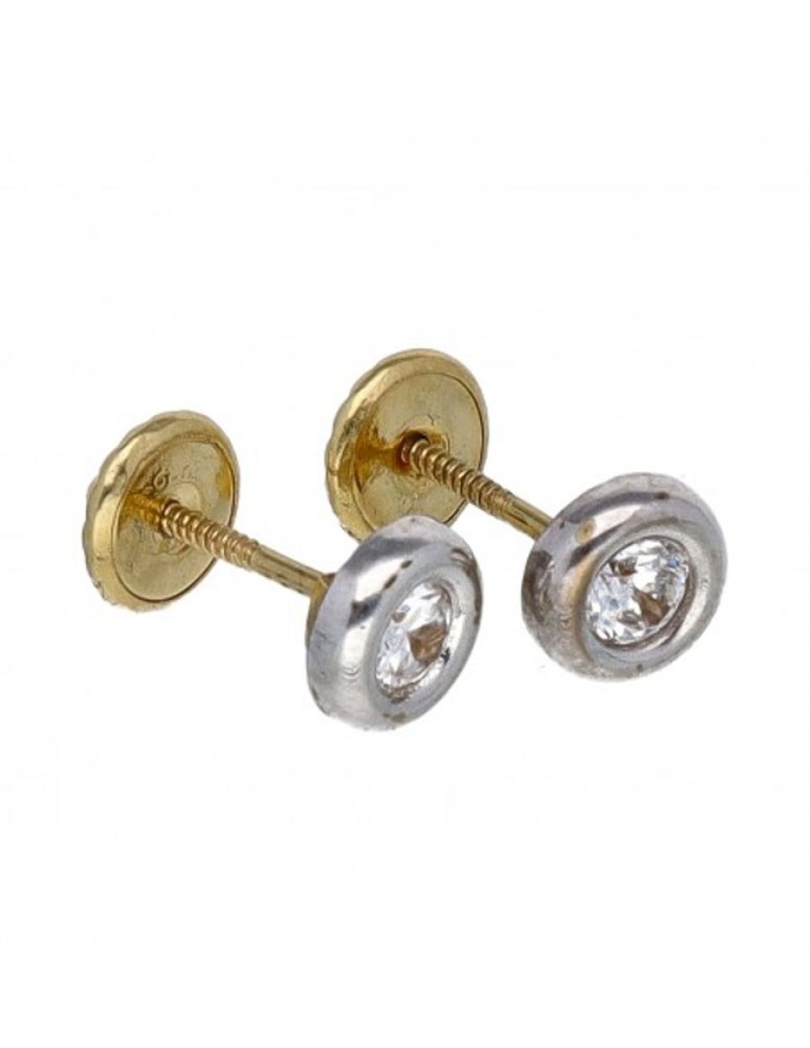 Pendientes Goya Compro Oro | Pendientes De Oro Blanco Y Amarillo 18 Kl Con Zircones