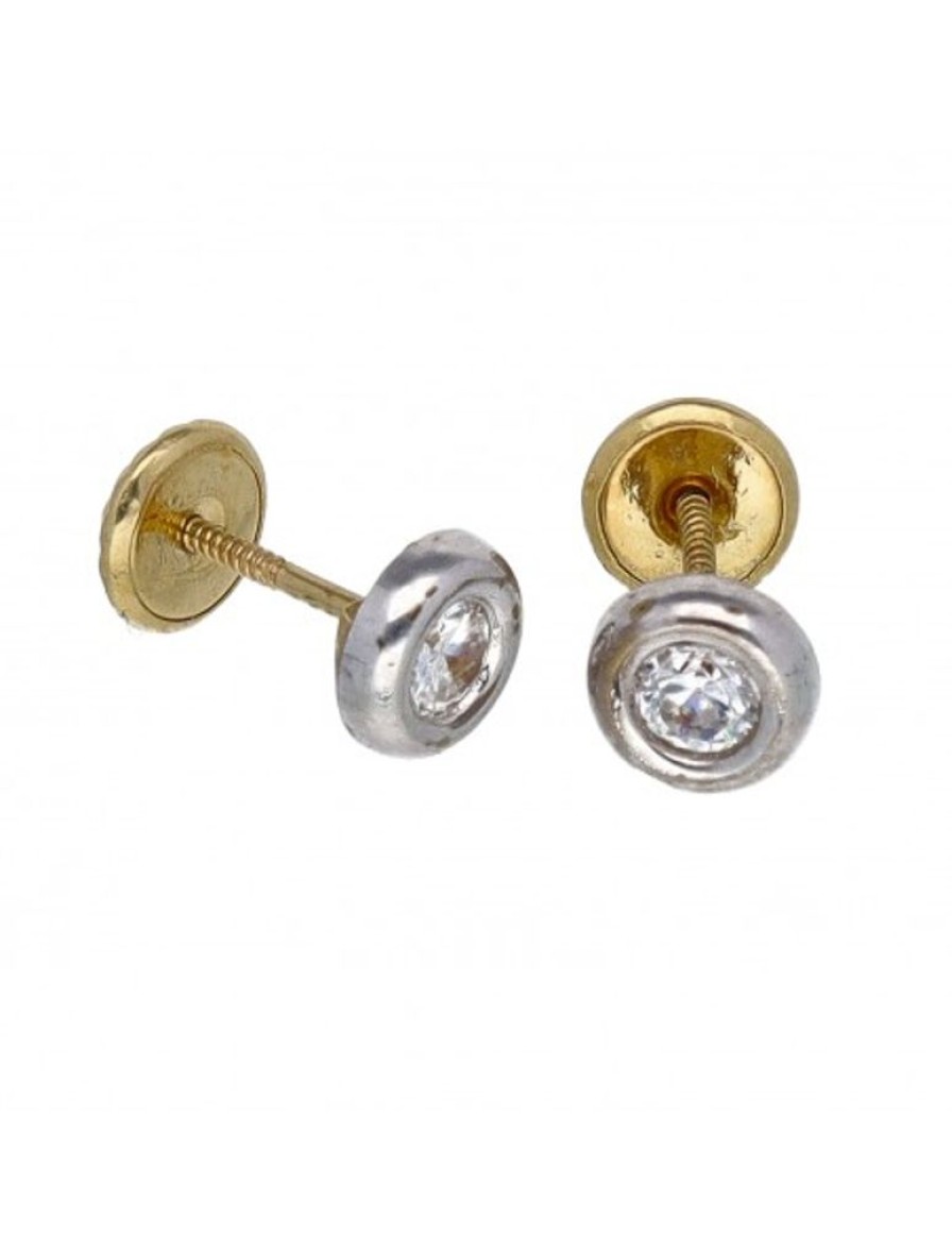 Pendientes Goya Compro Oro | Pendientes De Oro Blanco Y Amarillo 18 Kl Con Zircones