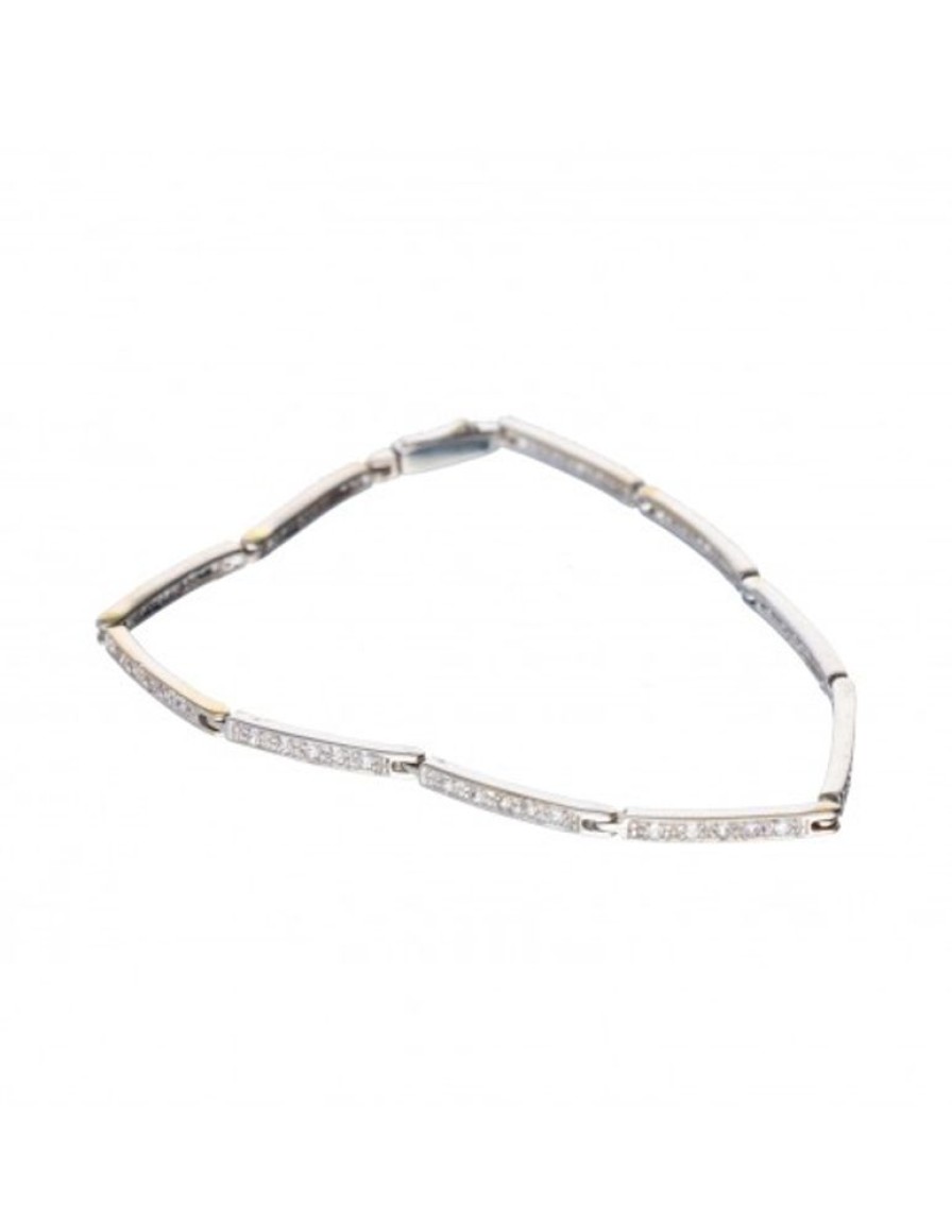 Pulseras Goya Compro Oro | Pulsera De Oro Blanco 18 Kl Con Zirconitas