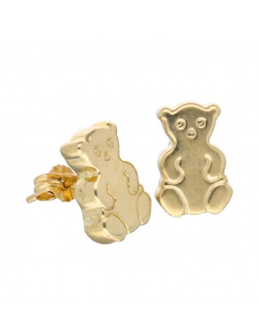 Pendientes Goya Compro Oro | Pendientes De Oro Amarillo 18 Kl Diseno De Oso