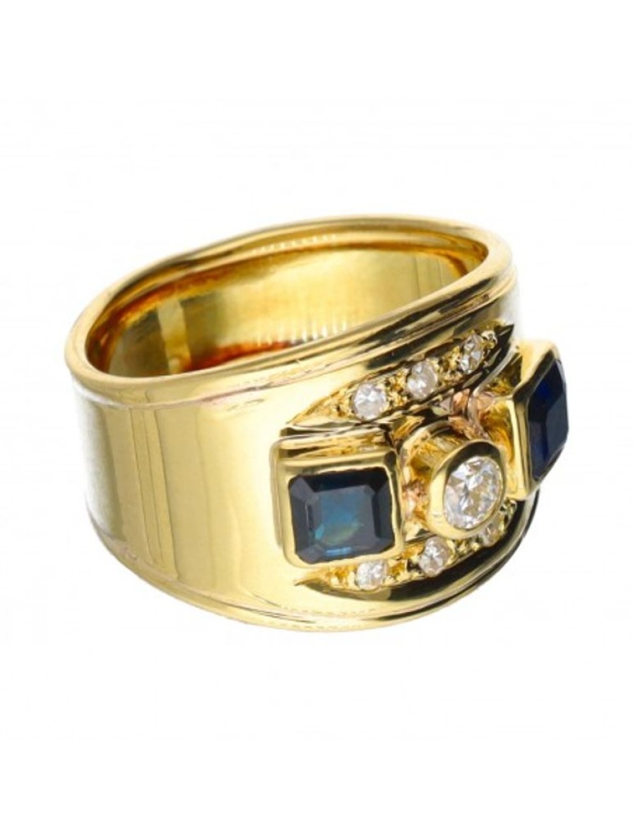 Anillos Goya Compro Oro | 18 Quilates Oro, Oro Amarillo - Anillo - Zafiro - Diamantes