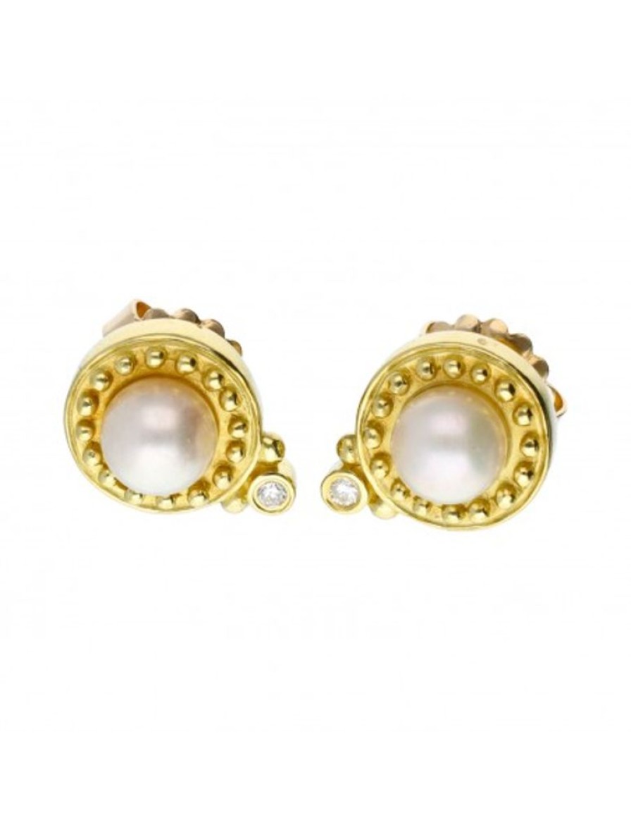 Pendientes Goya Compro Oro | Pendientes De Oro 18 Kl Con Diamante Y Perla