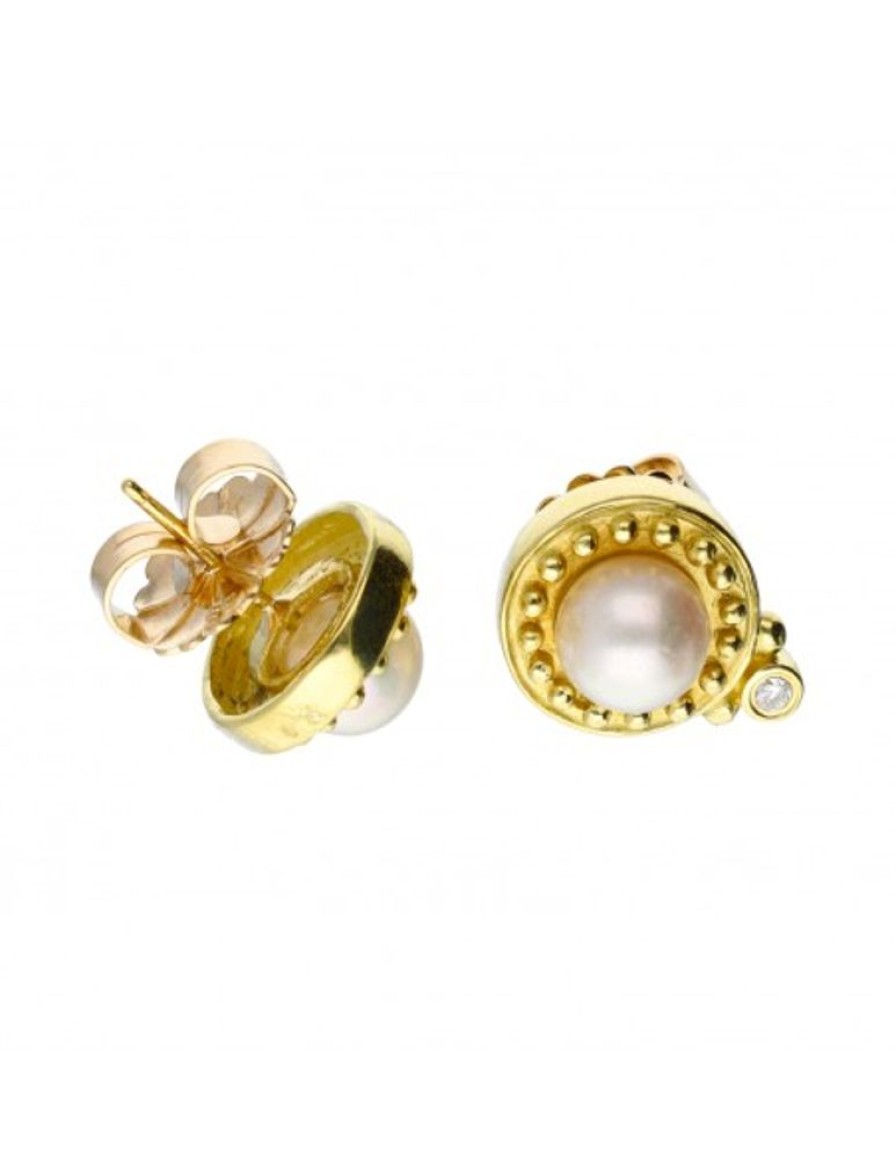 Pendientes Goya Compro Oro | Pendientes De Oro 18 Kl Perla Y Zirconitas