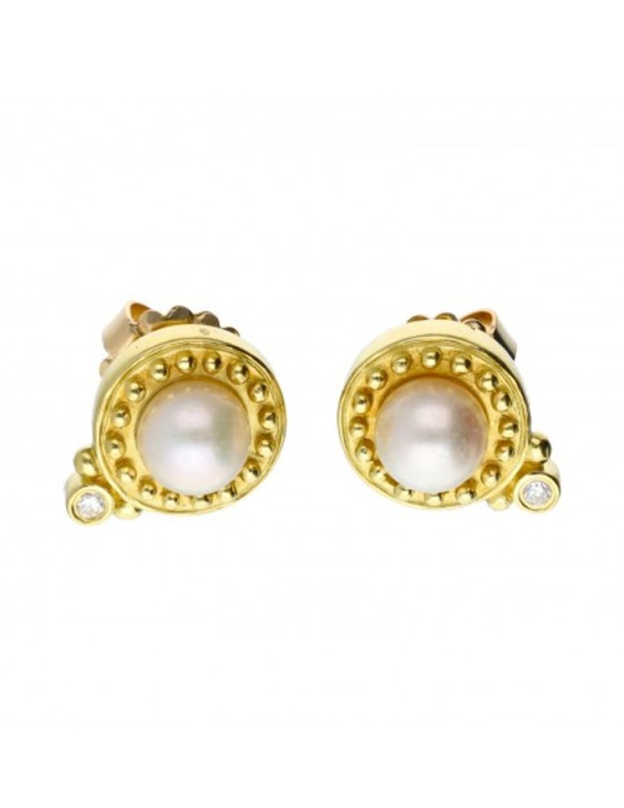 Pendientes Goya Compro Oro | Pendientes De Oro 18 Kl Perla Y Zirconitas