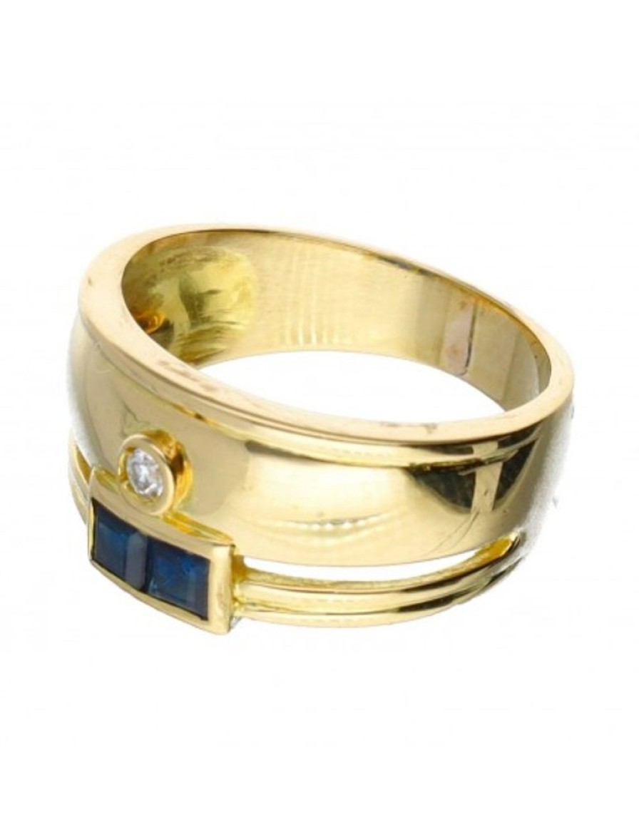 Anillos Goya Compro Oro | 18 Quilates Oro, Oro Amarillo - Anillo - 0.03 Ct Diamante - Zafiros