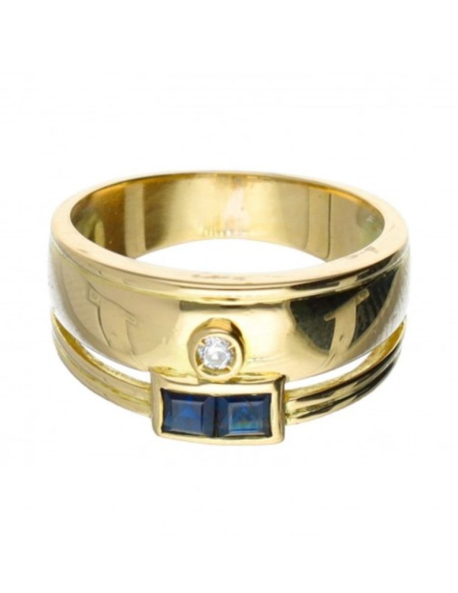 Anillos Goya Compro Oro | 18 Quilates Oro, Oro Amarillo - Anillo - 0.03 Ct Diamante - Zafiros