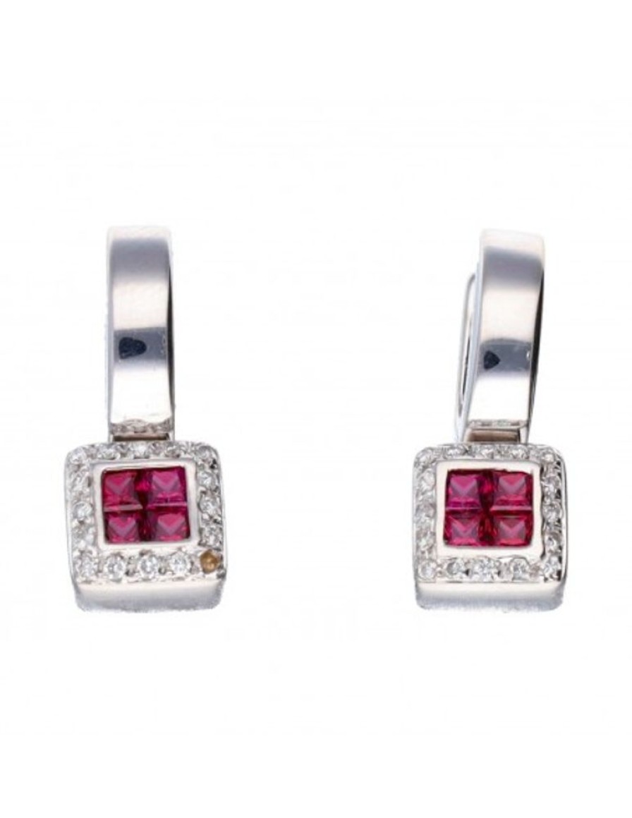 Pendientes Goya Compro Oro | 18 Quilates Oro, Oro Blanco - Pendientes - 0.03 Ct Amatistas - Diamantes