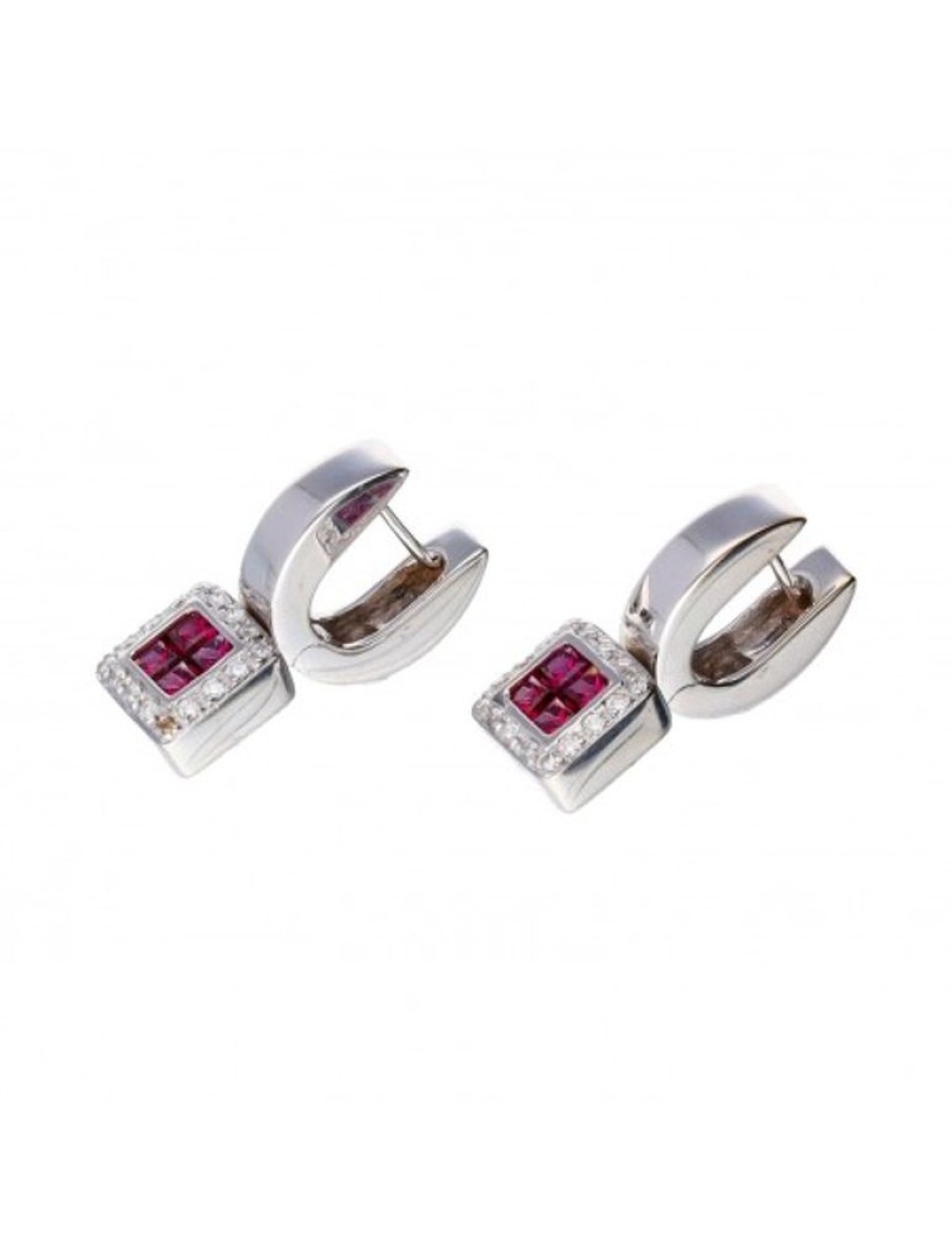 Pendientes Goya Compro Oro | 18 Quilates Oro, Oro Blanco - Pendientes - 0.03 Ct Amatistas - Diamantes