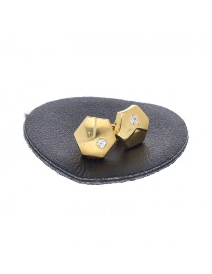 Pendientes Goya Compro Oro | Pendientes Forma Hexagono Con Circonita Oro Amarillo 18Kl