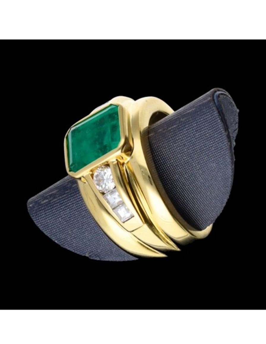 Anillos Goya Compro Oro | Anillo De Oro 18 Kl Con Esmeralda Con Diamantes