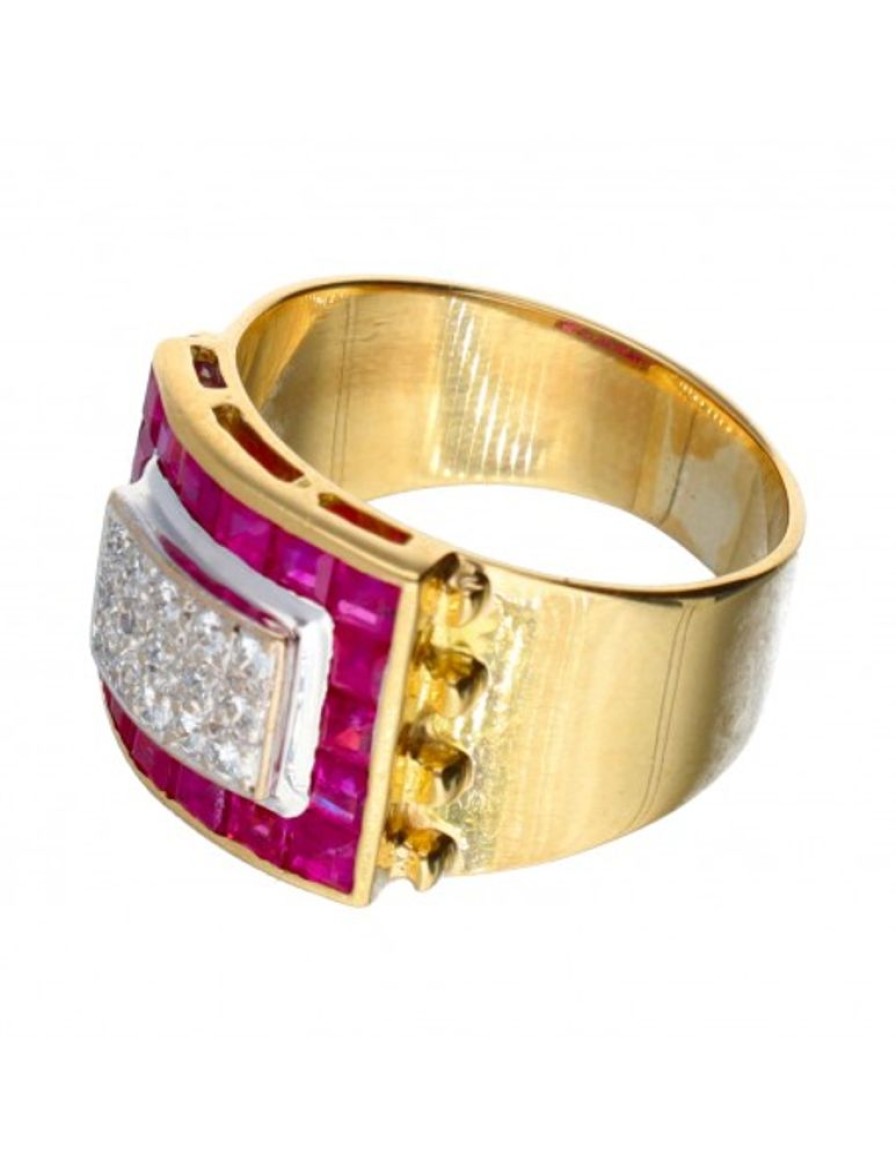 Anillos Goya Compro Oro | 18 Quilates Oro, Oro Amarillo - Anillo - 0.01 Ct Diamante - Granates