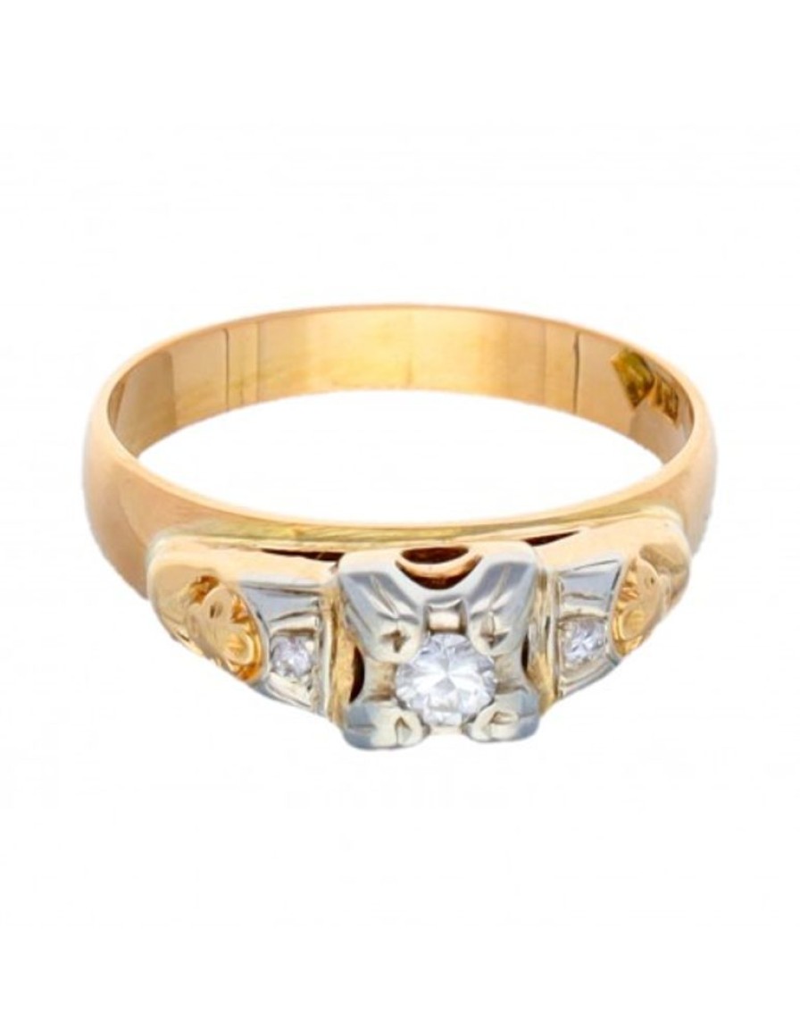 Anillos Goya Compro Oro | Anillo Con Brillantes Oro Blanco Y Amarillo 18Kl