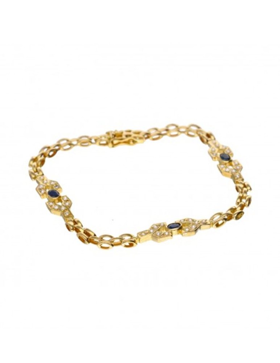 Pulseras Goya Compro Oro | 18 Quilates Oro, Oro Amarillo - Pulsera Tobillera -Zafiro