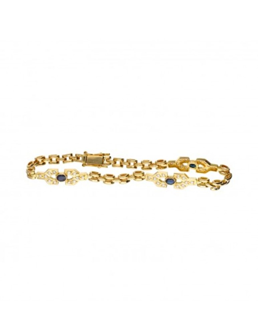 Pulseras Goya Compro Oro | 18 Quilates Oro, Oro Amarillo - Pulsera Tobillera -Zafiro