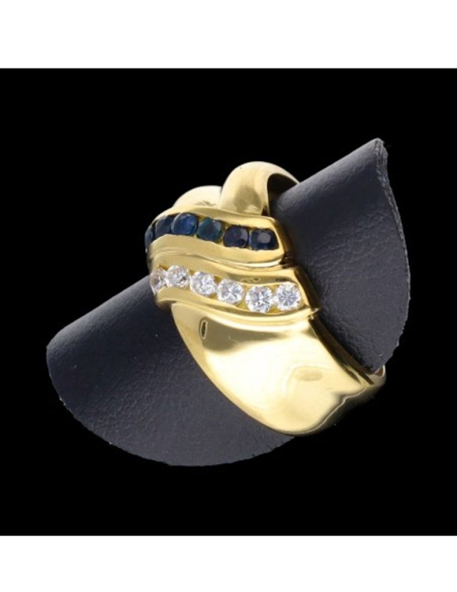 Anillos Goya Compro Oro | Anillo De Oro 18 Kl Zafiro Y Zirconita