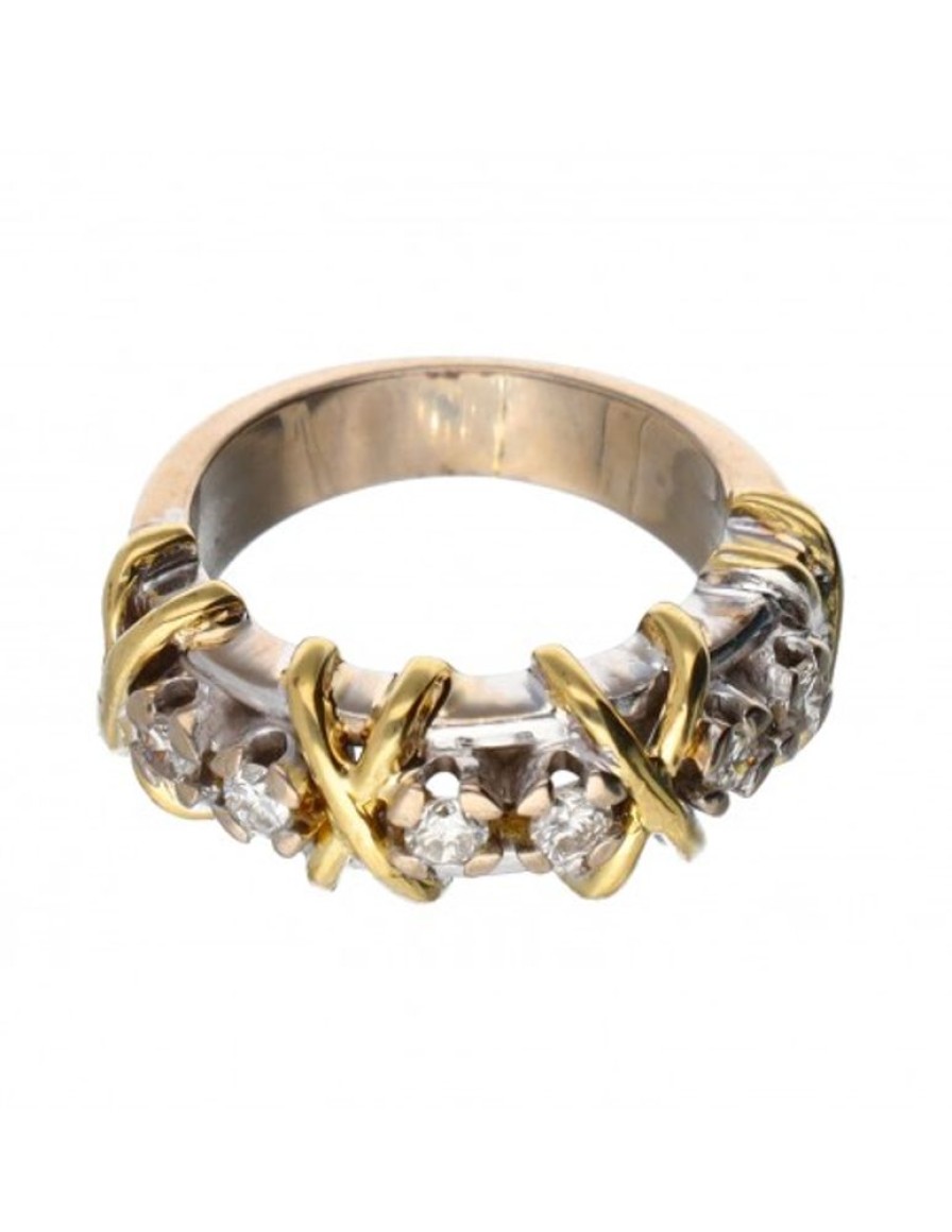 Anillos Goya Compro Oro | Anillo Con Brillantes Oro Blanco Y Amarillo 18Kl