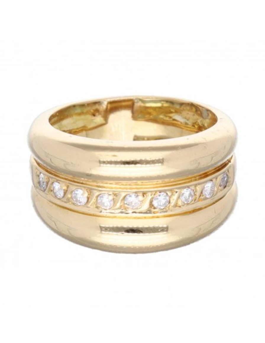 Anillos Goya Compro Oro | Anillo Con Una Tira De Brillantes En Horizontal Oro Amarillo 18Kl