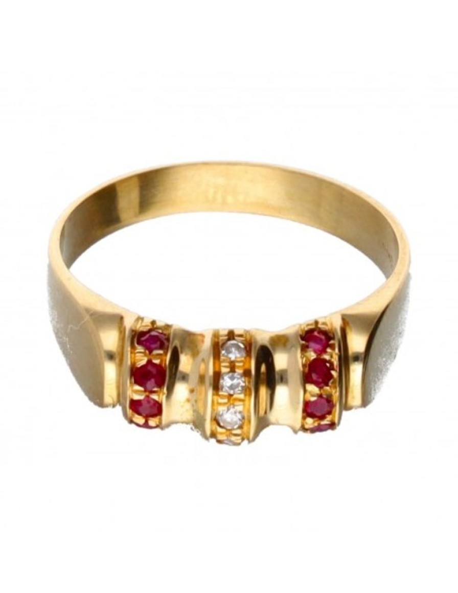 Anillos Goya Compro Oro | 18 Quilates Oro, Oro Amarillo - Anillo - 0.01 Ct Diamantes - Rubies