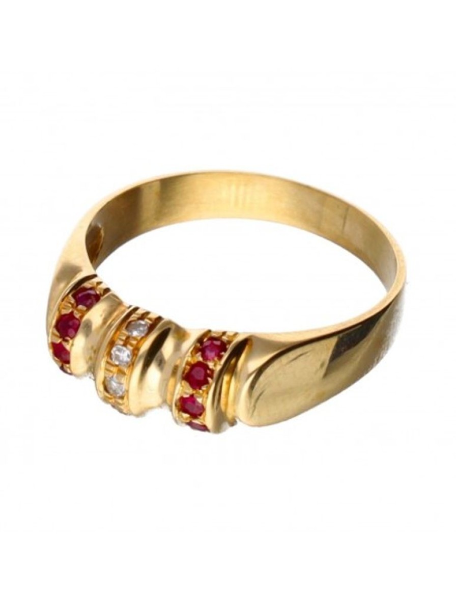 Anillos Goya Compro Oro | 18 Quilates Oro, Oro Amarillo - Anillo - 0.01 Ct Diamantes - Rubies