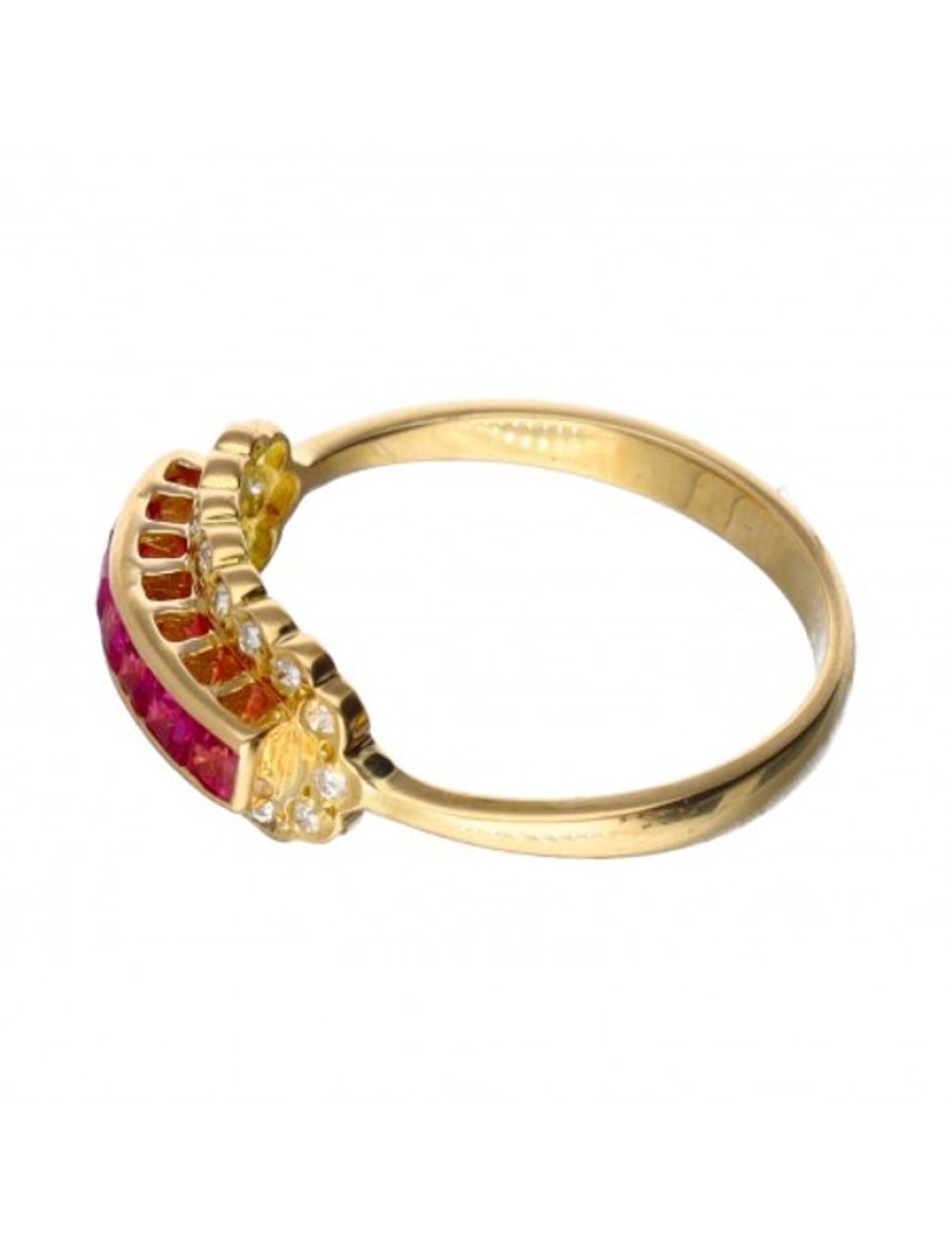 Anillos Goya Compro Oro | 18 Quilates Oro, Oro Amarillo - Anillo - 0.01 Ct Diamante - Granates