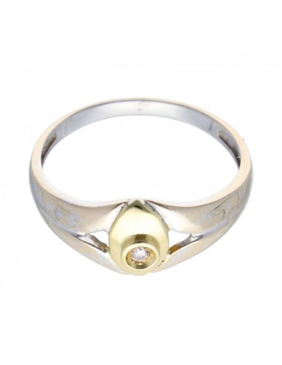 Anillos Goya Compro Oro | Solitario Con Brillante Oro Blanco Y Amarillo 18Kl