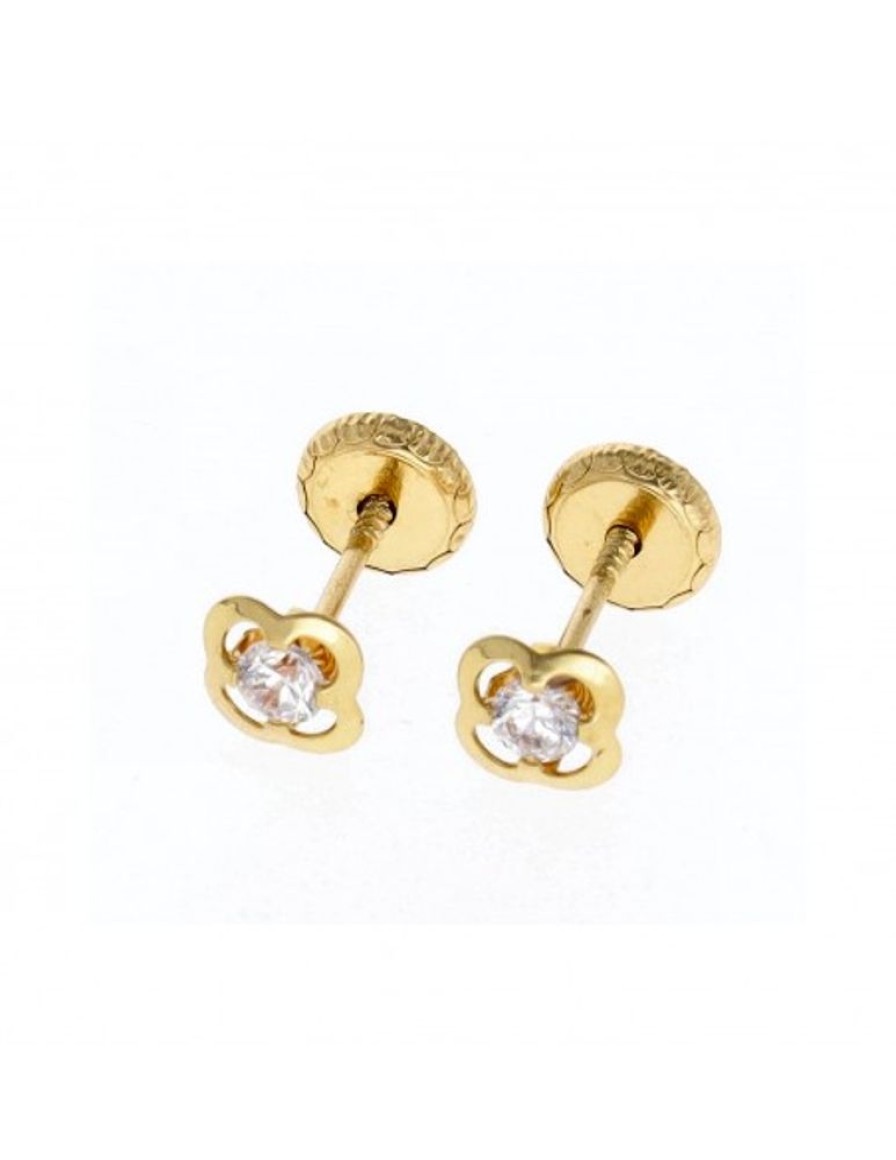 Pendientes Goya Compro Oro | Pendientes De Oro 18 Kl Diseno De Flor Con Zircones