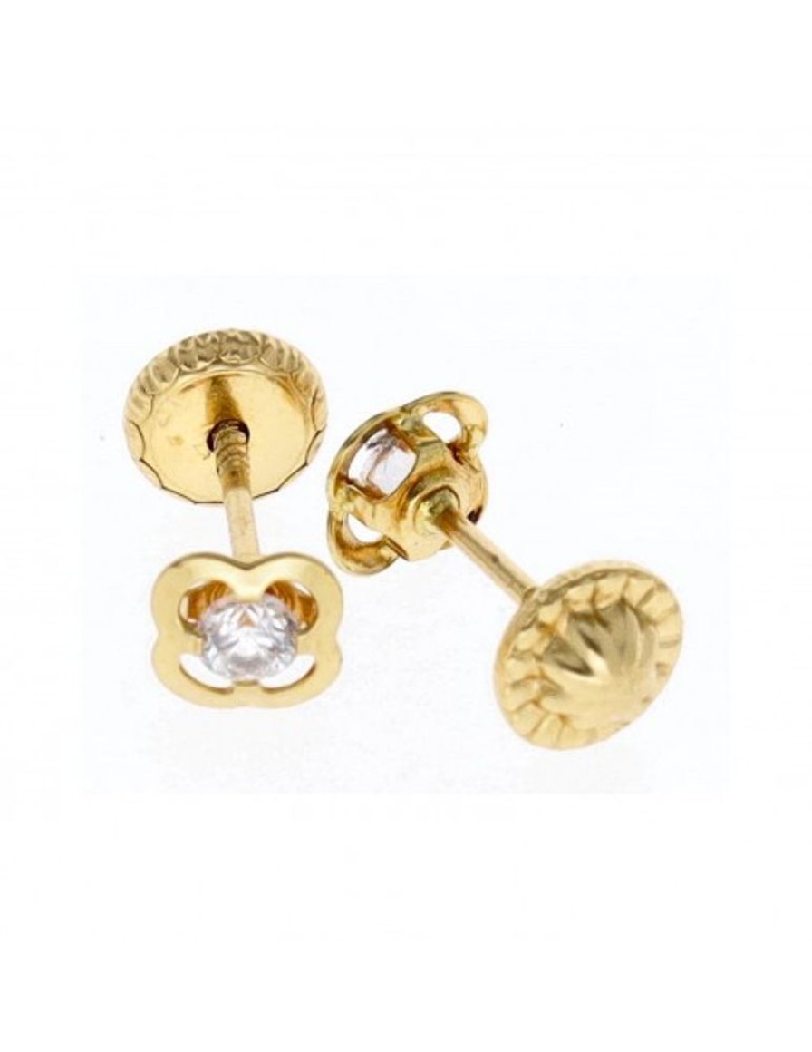 Pendientes Goya Compro Oro | Pendientes De Oro 18 Kl Diseno De Flor Con Zircones