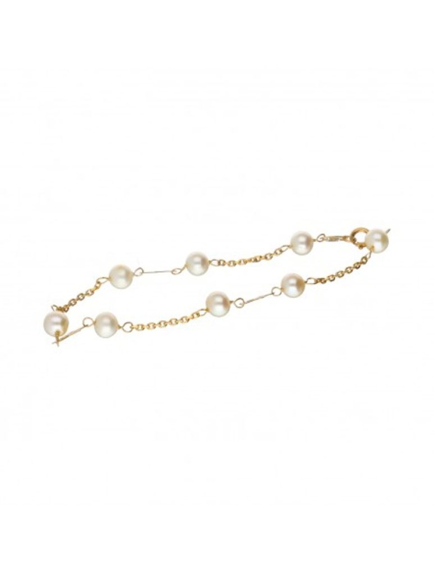 Pulseras Goya Compro Oro | 18 Quilates Oro, Oro Amarillo - Pulsera Tobillera Perlas