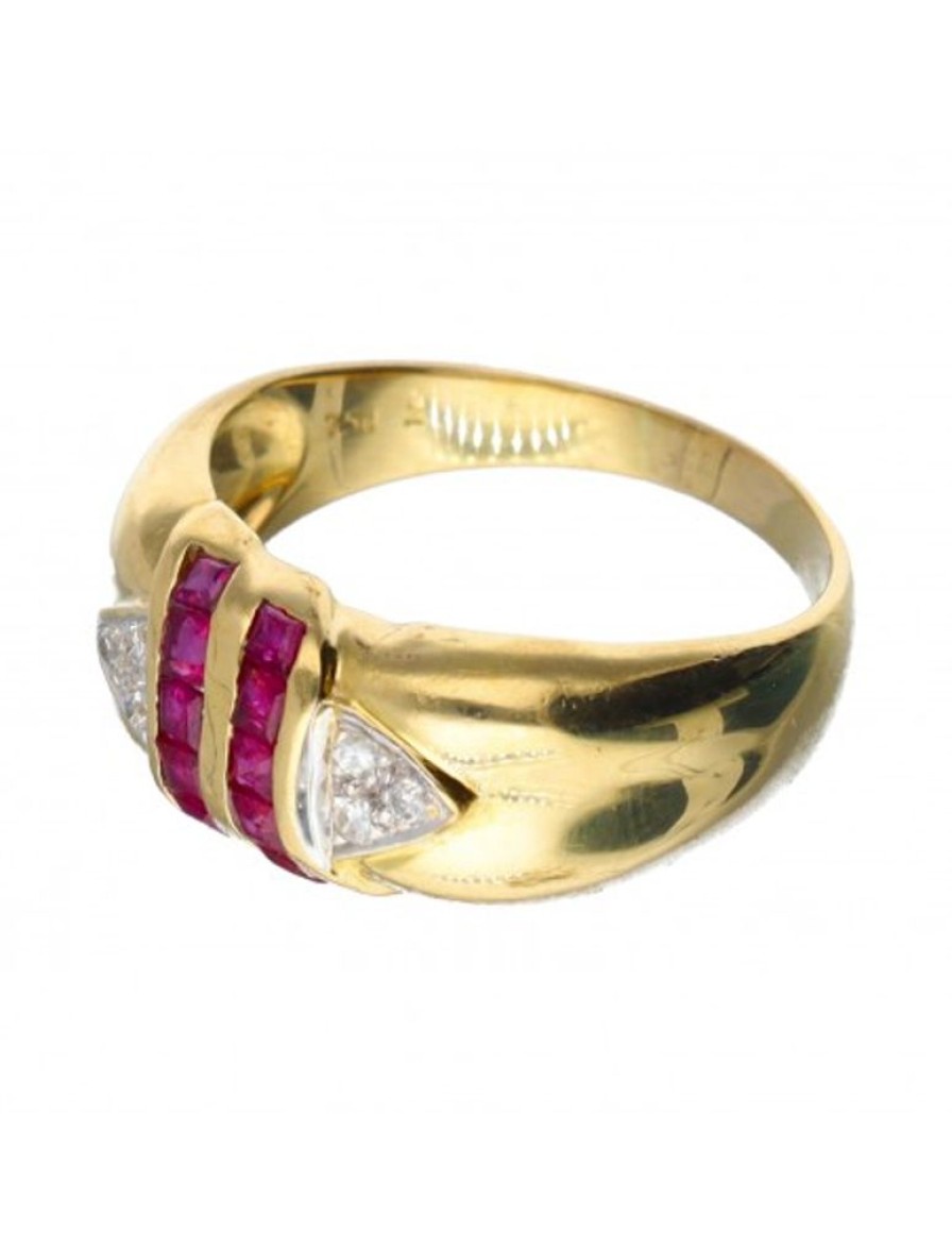 Anillos Goya Compro Oro | 18 Quilates Oro, Oro Amarillo Rubies Y Moissantes