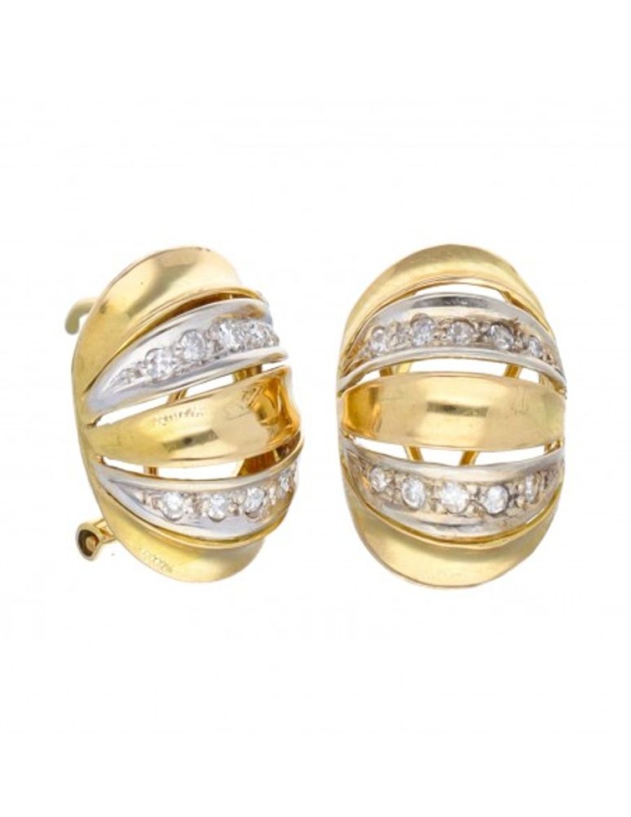 Pendientes Goya Compro Oro | Pendientes De Oro Amarillo 18 Kl Con Diseno Y Zircones Circundantes