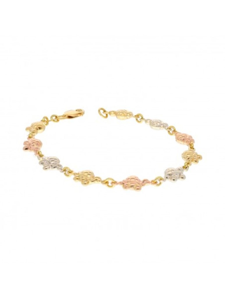 Pulseras Goya Compro Oro | Pulsera Diseno Tortuga Oro Rosado, Blanco Y Amarillo 18Kl