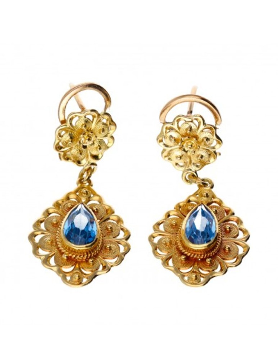 Pendientes Goya Compro Oro | Pendientes De Oro 18 Kl Y Zafiros