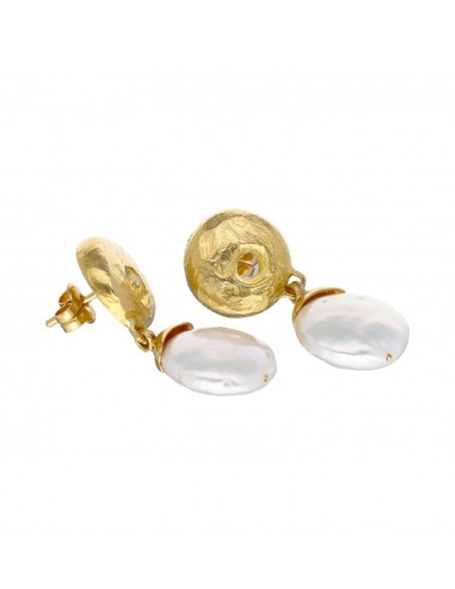 Pendientes Goya Compro Oro | Pendientes De Oro Amarillo Con Diseno Y Perlas