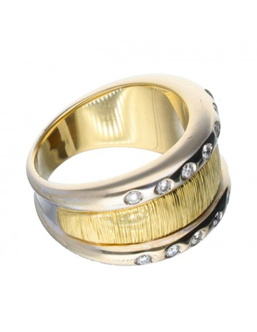 Anillos Goya Compro Oro | Anillo Con Brillantes Oro Blanco Y Amarillo 18Kl