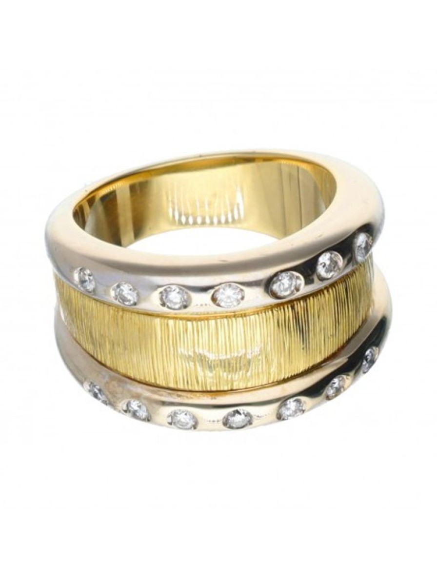 Anillos Goya Compro Oro | Anillo Con Brillantes Oro Blanco Y Amarillo 18Kl