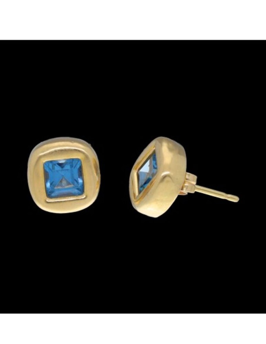 Pendientes Goya Compro Oro | Pendientes Con Piedra Aguamarina Oro Amarillo 18Kl