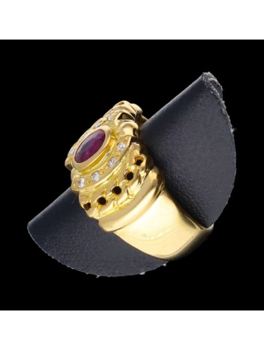 Anillos Goya Compro Oro | Anillo De Oro Amarillo 18 Kl Con Zirconitas Y Rubi