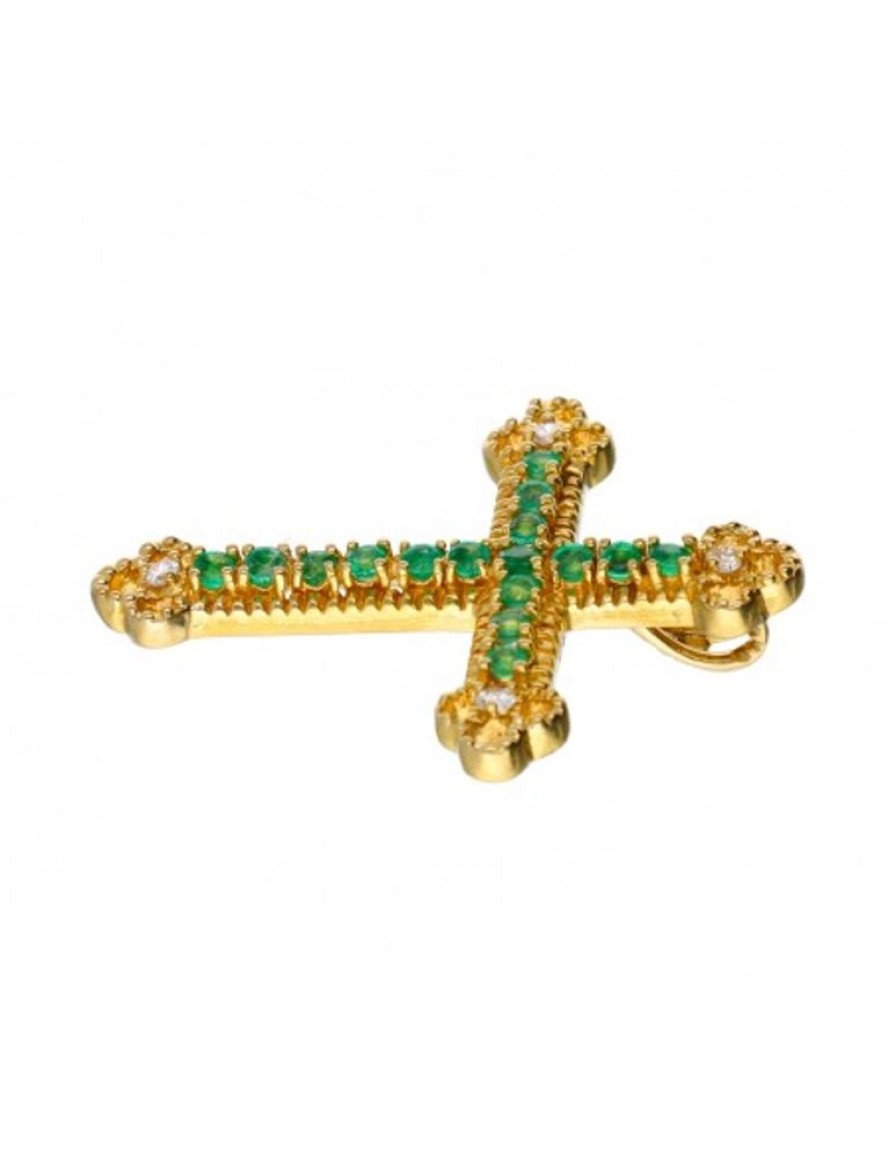 Colgantes Goya Compro Oro | Colgante Religioso De Oro 18 Kl Esmeraldas Y Diamantes