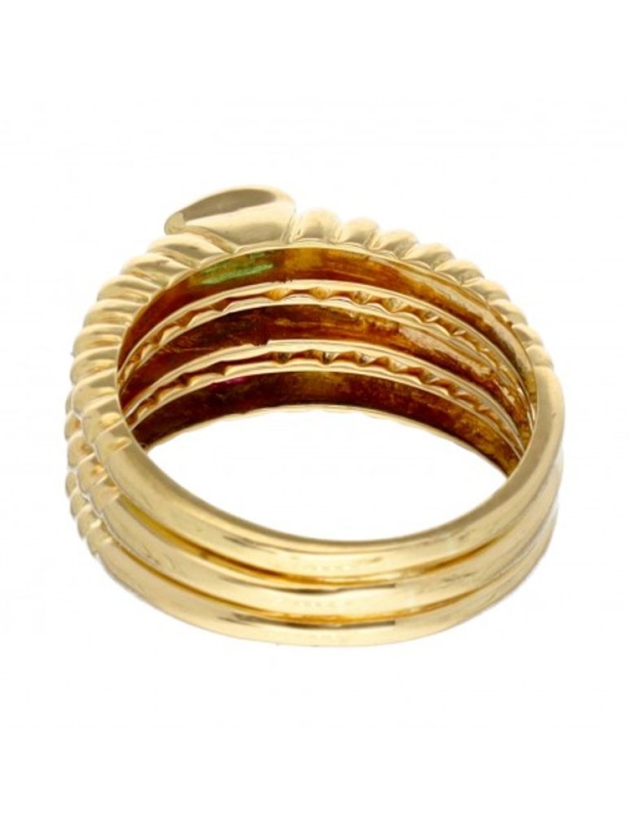 Anillos Goya Compro Oro | Anillo Ancho Con Zafiro, Esmeralda Y Rubie Oro Amarillo 18Kl