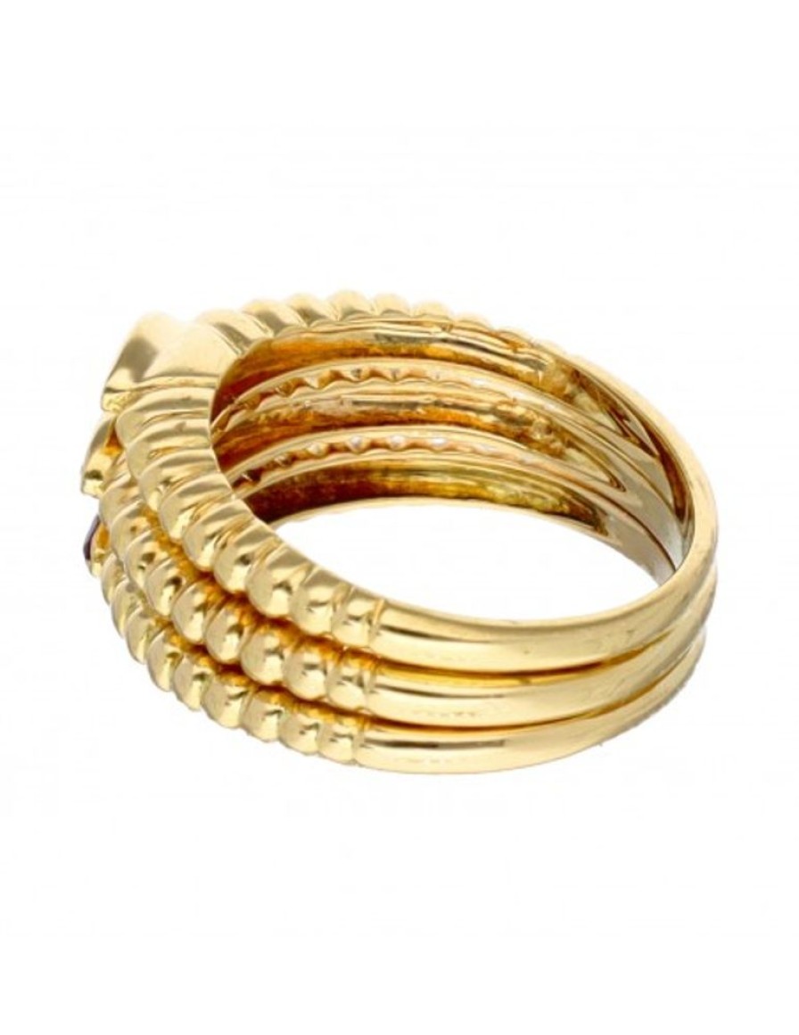 Anillos Goya Compro Oro | Anillo Ancho Con Zafiro, Esmeralda Y Rubie Oro Amarillo 18Kl