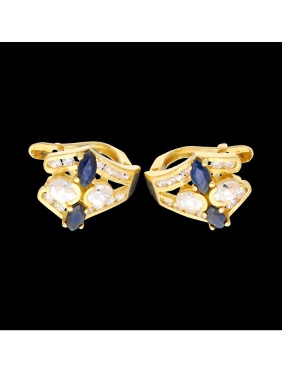 Pendientes Goya Compro Oro | Pendientes De Oro 18 Kl Con Zirconita Y Zafiro