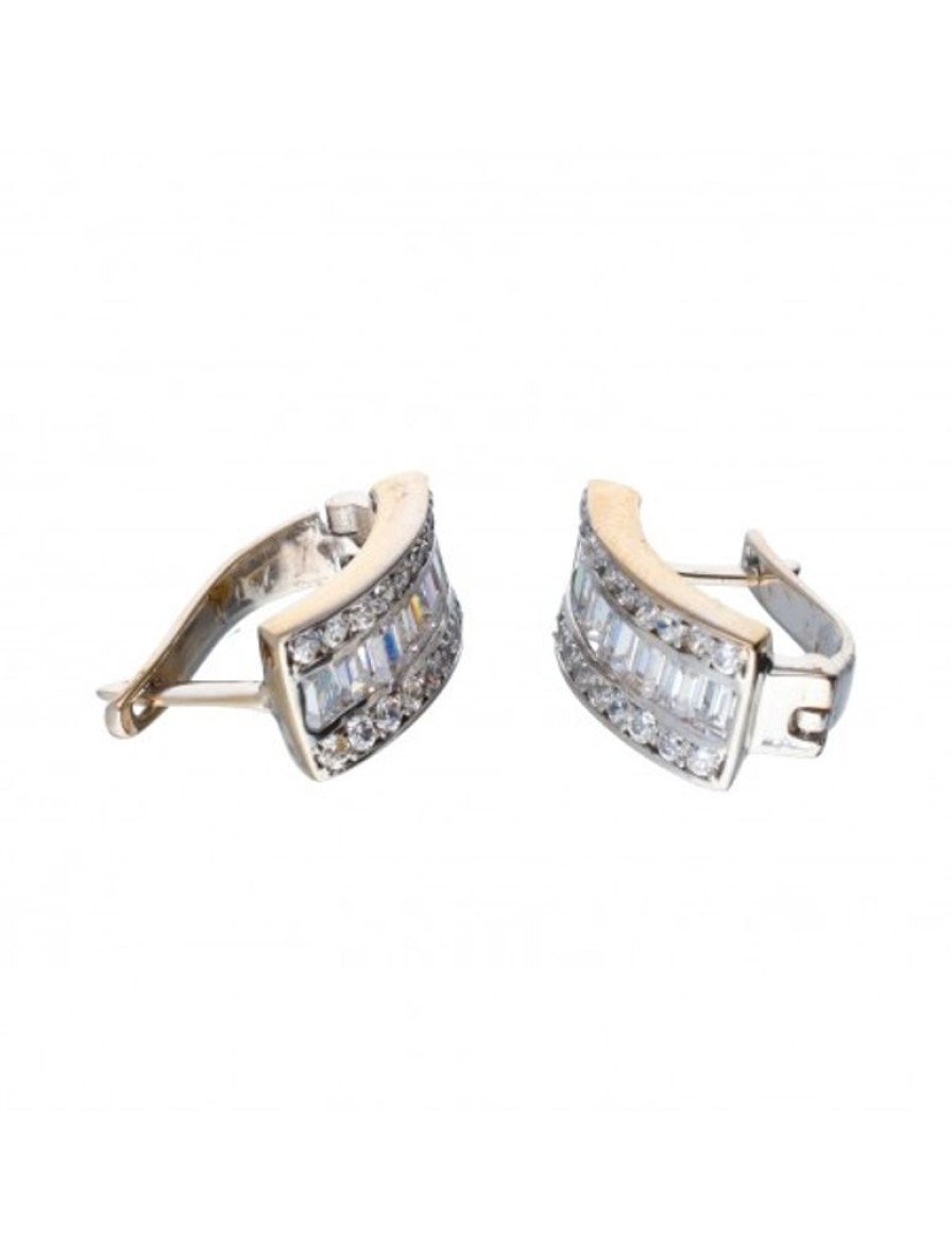 Pendientes Goya Compro Oro | Pendientes De Oro Blanco 18 Kl Con Zirconitas