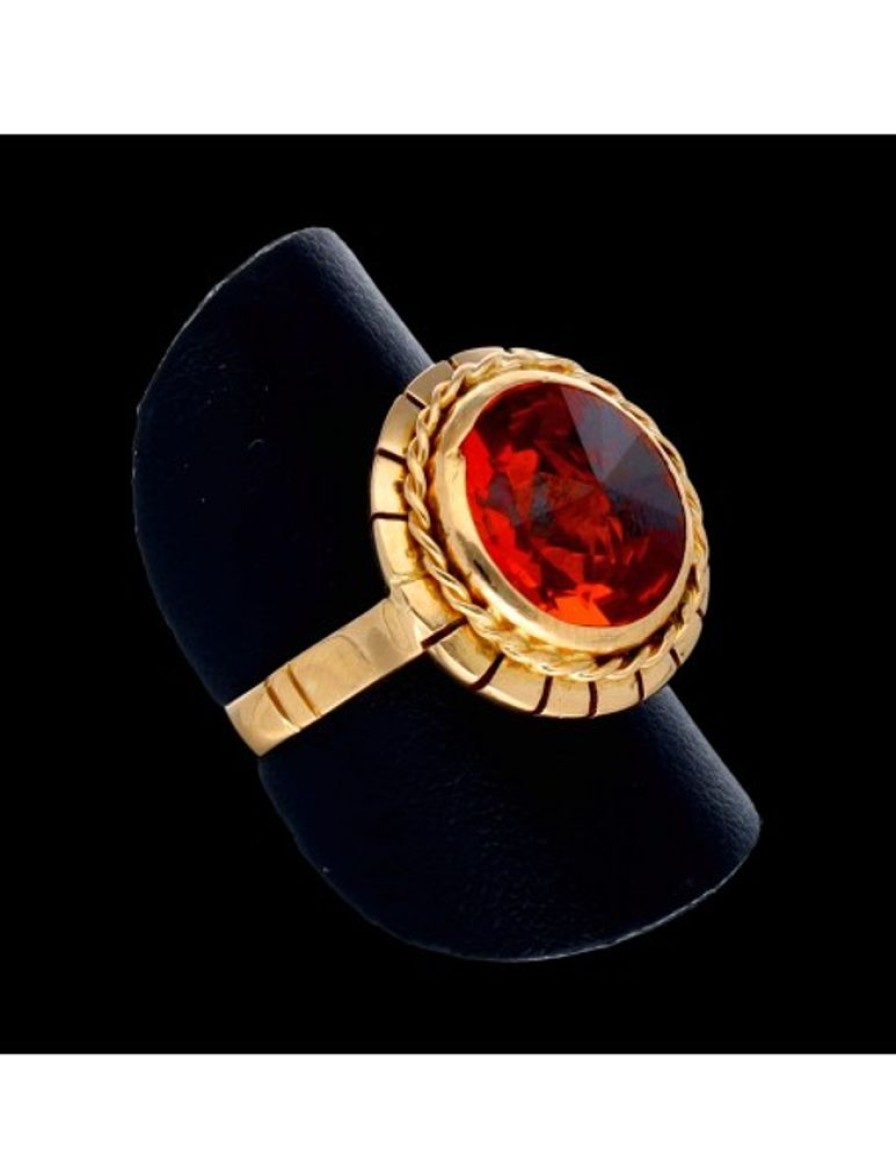 Anillos Goya Compro Oro | Anillo Con Piedra Naranja Central Oro Amarillo 18Kl