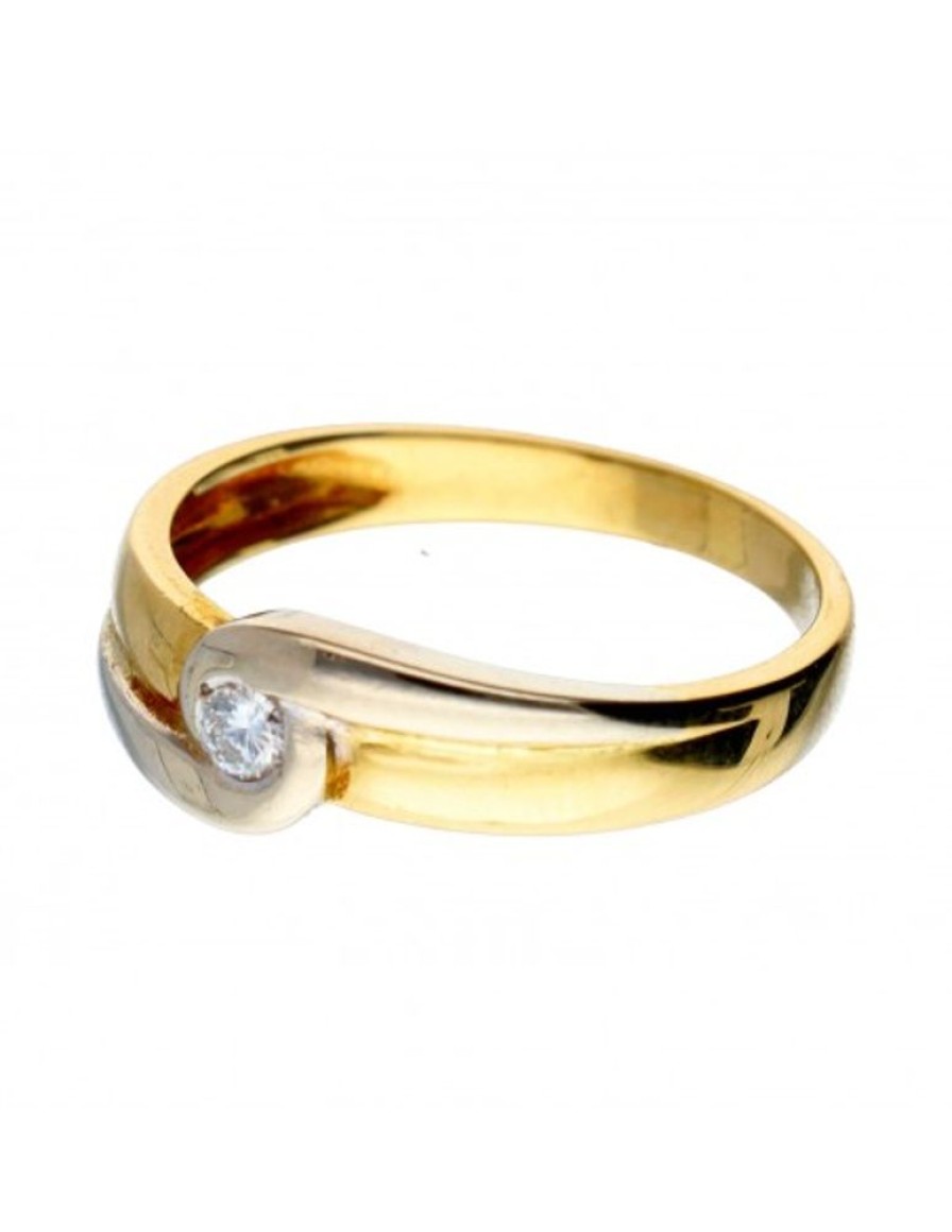 Anillos Goya Compro Oro | Anillo De Oro Y Oro Blanco 18 Kl Con Diamante