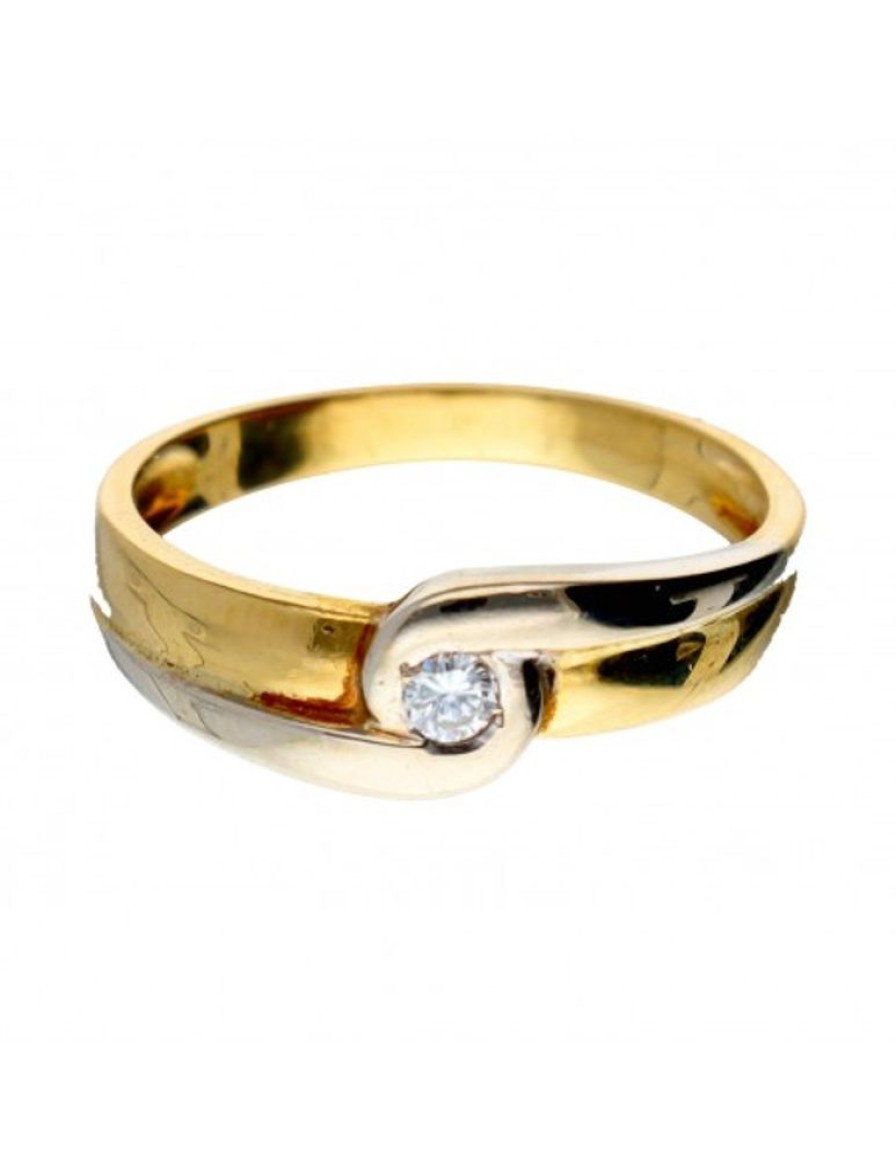 Anillos Goya Compro Oro | Anillo De Oro Y Oro Blanco 18 Kl Con Diamante