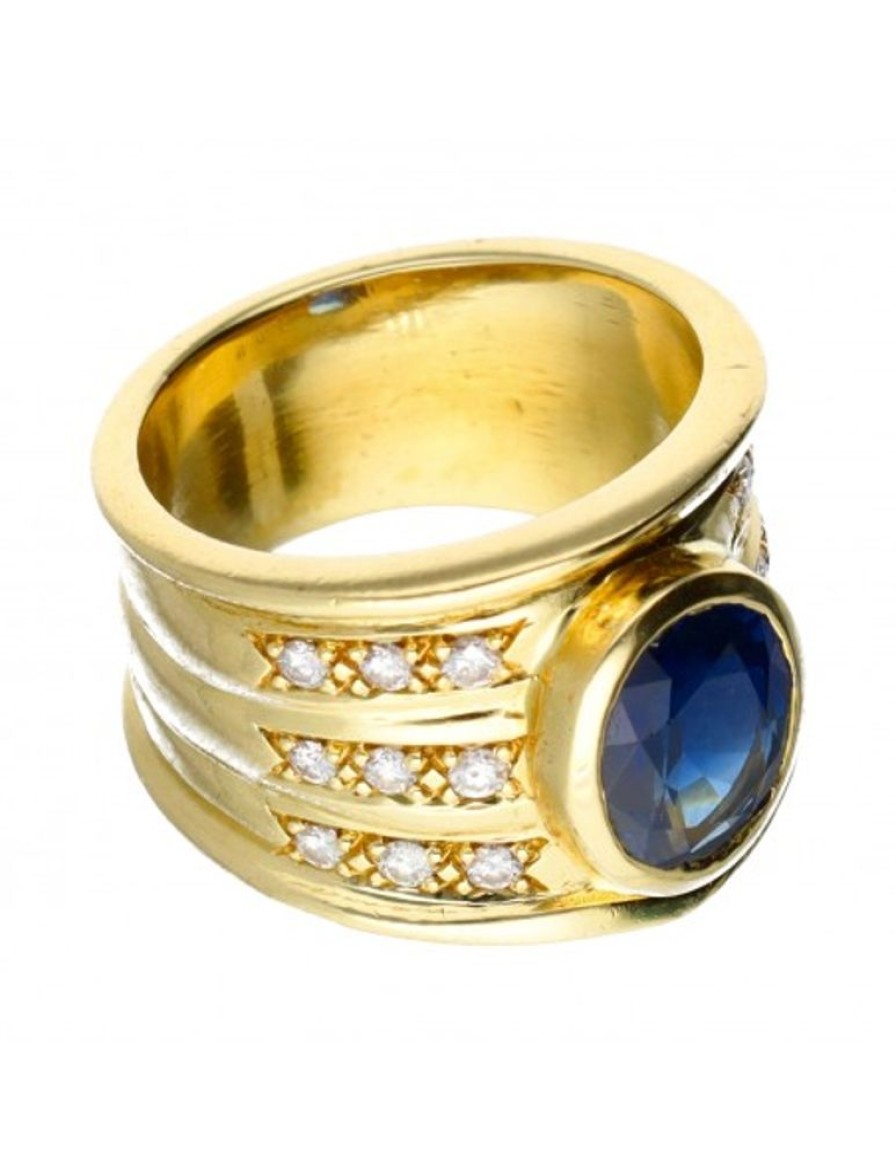 Anillos Goya Compro Oro | Anillo De Oro 18 Kl Con Zafiro Y Diamantes