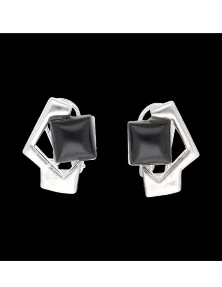 Plata Goya Compro Oro | Pendientes Con Piedra Negra De Plata 1Ra Ley