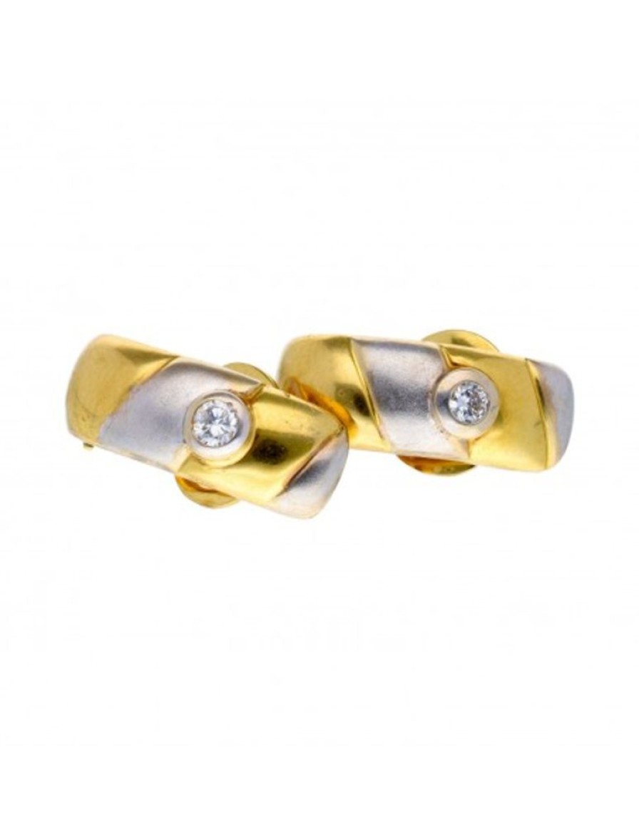 Pendientes Goya Compro Oro | Pendientes De Oro Y Oro Blanco 18 Kl Con Diamante