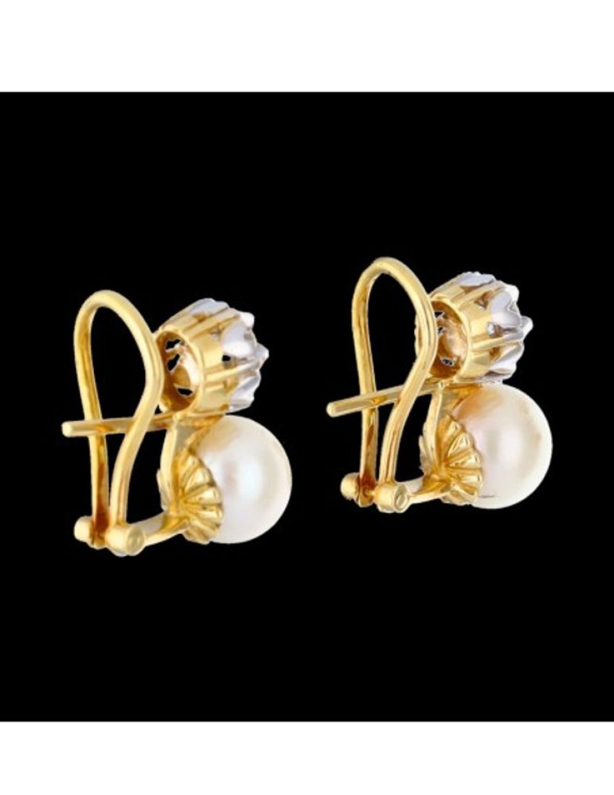 Pendientes Goya Compro Oro | Pendientes Con Perla Y Zirconitas Oro Amarillo 18Kl