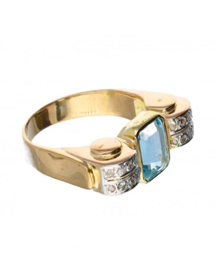 Anillos Goya Compro Oro | 18 Quilates Oro, Oro Amarillo, Oro Blanco - Anillo - 1.76 Ct Aguamarina - Diamantes